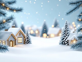 Snowy Village Scene