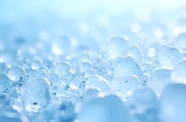 Ice crystal background showing fractal macro texture of melting ice in cool pastel blue and pearl tones for frosty elegance