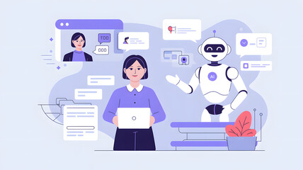 Medical doctor with a stethoscope and pills, surrounded by business and technology icons, is an illustration of healthcare communication