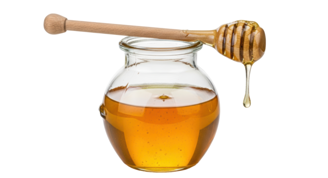 Isolated Honey Pot with Dipper, Sweet Food