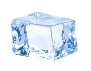 Single translucent light blue ice cube