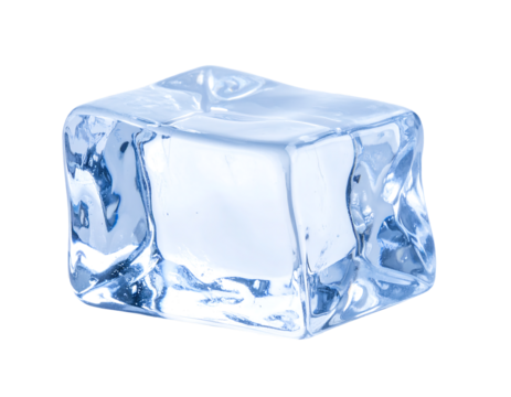 Single translucent light blue ice cube