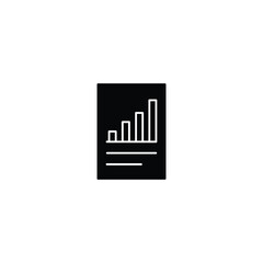 Simple black and white icon depicting a business report showcasing upward growth.