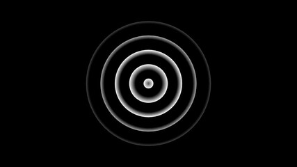 Digital radio waves screen animation on black background.Radial fade wave for sound, swirl, radio and sonar. Abstract concentric graphic icon. - Powered by Adobe