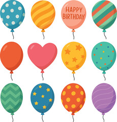 Obraz premium Colorful Balloon Set for Party and Celebration Illustration