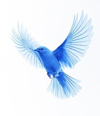 Fototapeta premium Blue bird in flight, translucent wings
