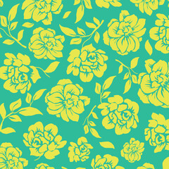 Fototapeta premium Flowers have organic shape with seamless background. Simple abstract floral pattern. Modern printing. Ideal for textile design, wallpaper, cards, posters and decoration.