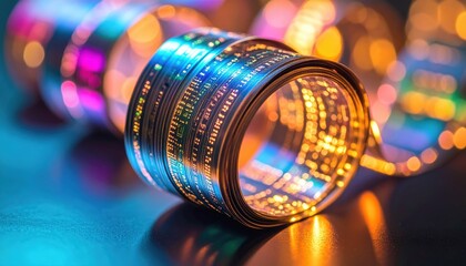 Colorful Glowing Abstract Circular Tapes