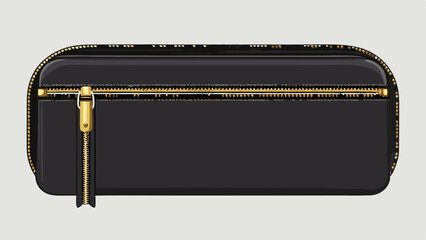 Sleek black rectangular pouch with a shiny gold zipper and gold detailing © Najmul Design Hub