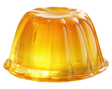 Sweet transparent orange jelly isolated on png transparent background