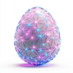 Obraz premium Easter egg covered in a network of glowing LED lights, isolated on white background