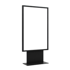 Black outdoor advertising display stand isolated on transparent background