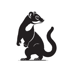 Stylized black silhouette of a ferret standing on its hind legs