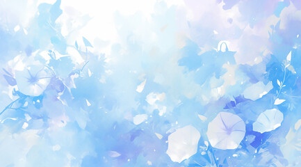 朝顔の水彩画風イラスト背景　AI生成画像