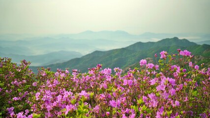 Beautifully blooming Hwangmaesan scenery