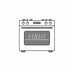 Fototapeta premium Modern kitchen appliance with gas stove and electric oven. Clean lines and minimalist design of kitchen range. Stylish kitchen range perfect for modern home design.