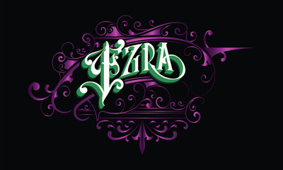 EZRA lettering custom style design