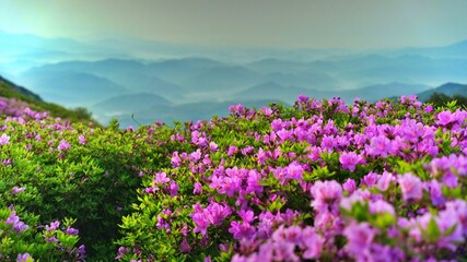 Beautifully blooming Hwangmaesan Mountain scenery