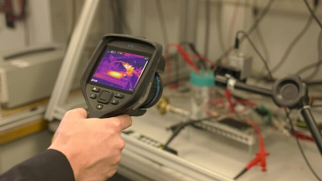 digital precision temperature meter in tech lab