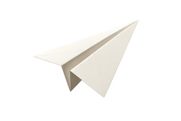 White origami paper plane flying, isolated on transparent background, perfect for travel or communication concepts