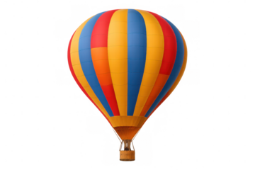 Vibrant hot air balloon with transparent background, perfect for travel and adventure projects