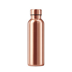 Sleek Copper Water Bottle with Reflective Surface Ideal for Hydration and Outdoor Activities, Perfect for Wellness Lifestyle on transparent background