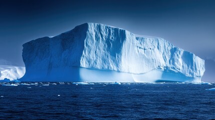 Majestic Iceberg Surrounded by Calm Ocean Waters in Blue Hues