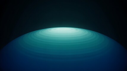 Abstract glowing blue and teal sphere with concentric rings against dark background