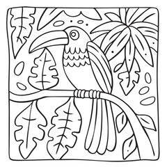 Naklejka premium Summer Fun Coloring Page – Cute and Easy Summer Scene Illustration for Kids and Adults