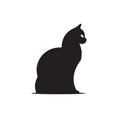 Vector silhouette of a cat, black color isolated on white background. Vector illustration