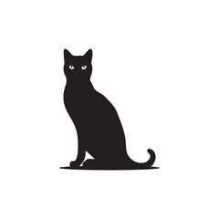 Vector silhouette of a cat, black color isolated on white background. Vector illustration