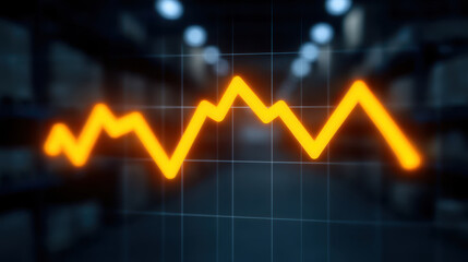 Digital graph with fluctuating orange line representing data trends dark background, symbolizing financial or market analysis