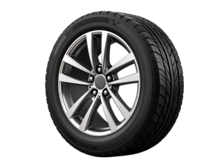 Car tire on white background close up