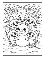 Fototapeta premium Cozy Kawaii Days Coloring Pages For Kids
