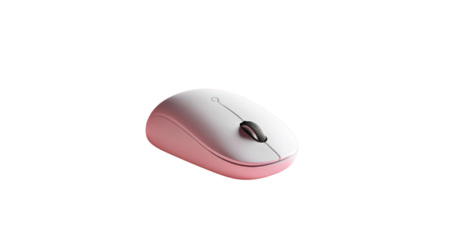 Wireless Computer Mouse in Pink and White: A sleek, modern wireless computer mouse in an attractive pink and white color scheme sits against a clean background, ready for seamless interaction.