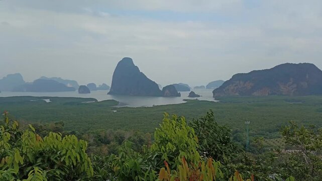 tropical island sea ocean view. holiday vacation seascape in Thailand.