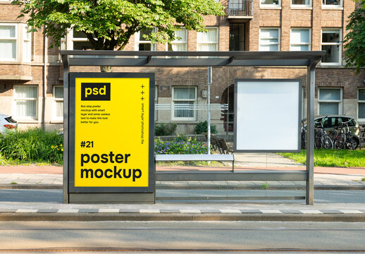 psd bus stop advertising mockup
