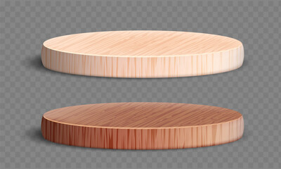 Wooden blank cutting boards isolated on transparent background. Vector template