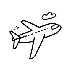 Fototapeta premium Airplane doodle illustration, hand drawn flight sketch, playful travel icon, whimsical aviation art