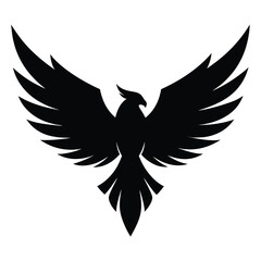  Vector eagle wings silhouette logo in black representing power, freedom, flight, military strength, or patriotism in a clean iconic style.