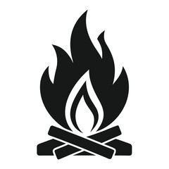 Black flame silhouette vector icon for fire, energy, burn, heat, emergency, or spiritual metaphors in graphic or logo design.