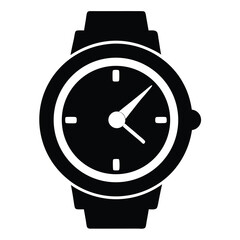 Stylish wristwatch black vector icon, ideal for time management, punctuality, fashion, and modern lifestyle designs
