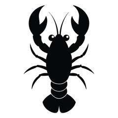 Black  lobster silhouette vector perfect for seafood menus, marine life themes, ocean creatures, underwater world or fishing and culinary art designs