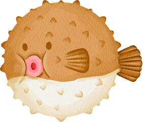 watercolor puffer fish © Je