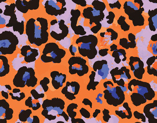 Grunge Macro Elements Jaguar Animal Skin Furry Vector Art Hand drawn, Leopard, Cheetah Skin Abstract shapes, vivid bright colors, trendy suitable for print on surface all over print seamless pattern 