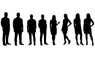 Men and Women Standing in Various Poses, Representing Business Professionals and Casual Individuals