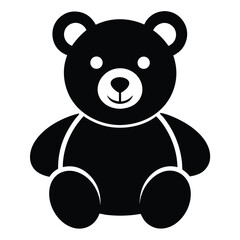 Fototapeta premium Cute black teddy bear silhouette icon, perfect for toy store branding, children’s products, baby shower themes, childhood memories, or playful vector illustrations.