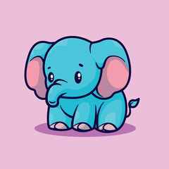 Cute chibi elephant vector illustration suitable for t-shirt and logo design