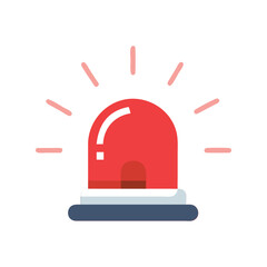 Emergency Red Light Flat Icon Vector, Warning Siren Safety Alert Symbol