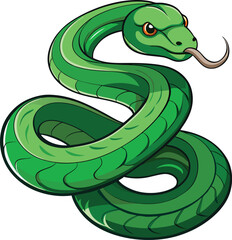 Fototapeta premium Coiled Green Snake Vector